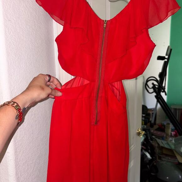 Accidentally In Love Red Sundress with Flutter Cap Sleeves - Picture 4 of 5